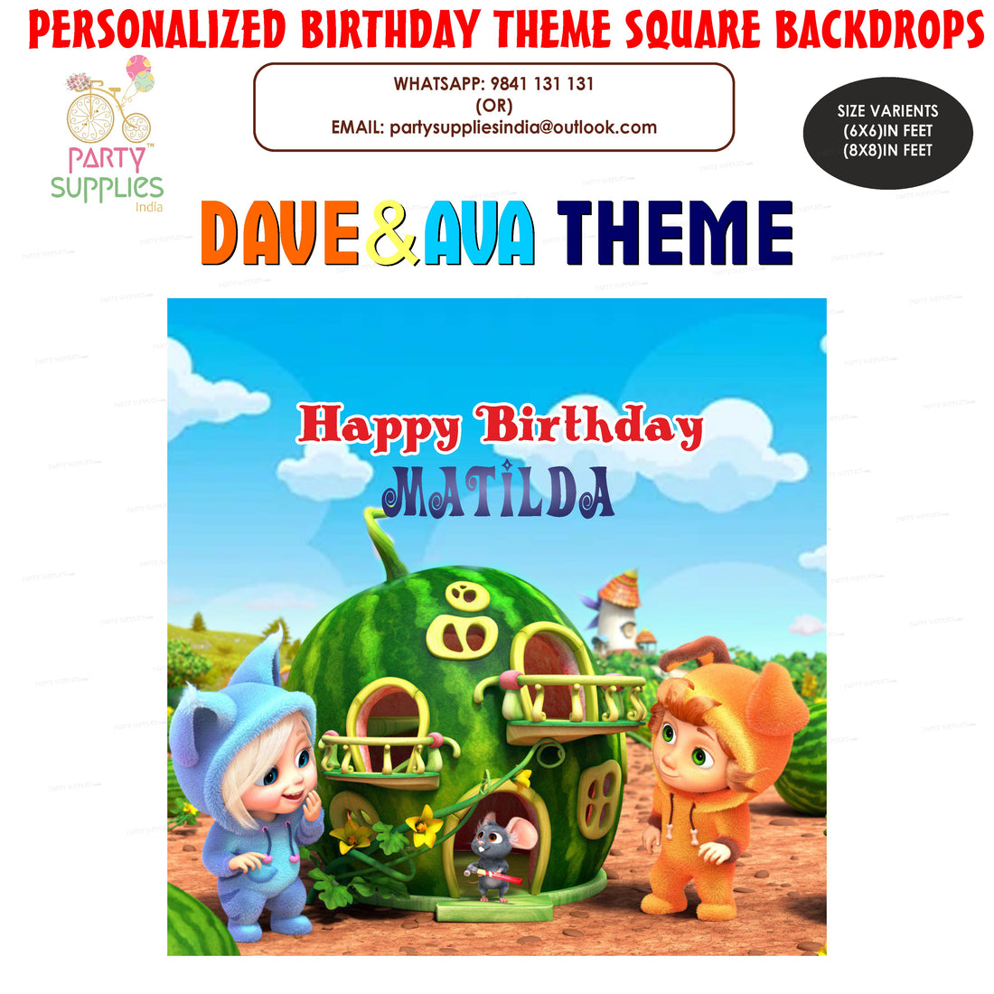Dave & Ava Theme Square Customized Backdrop