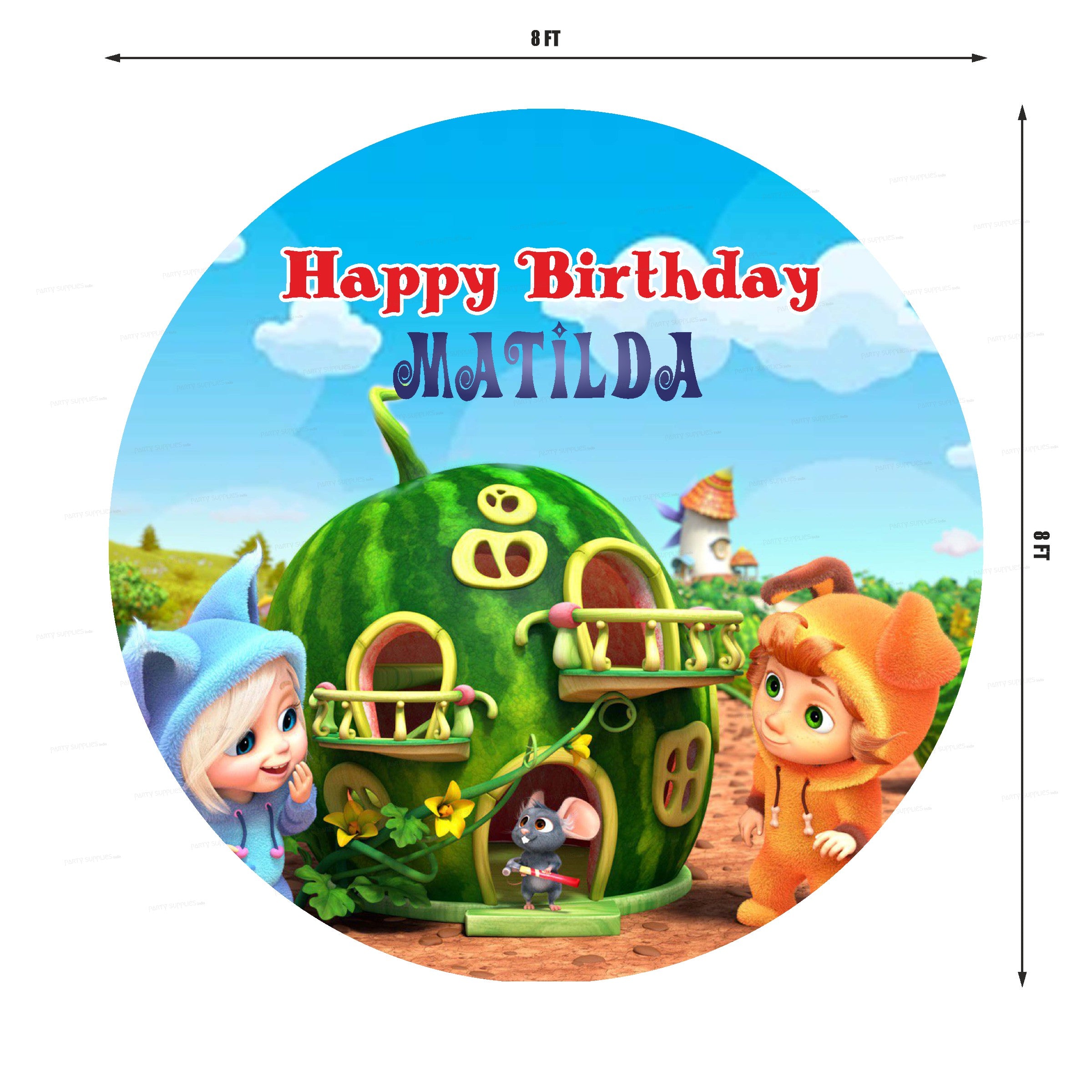 Dave &amp; Ava Theme Customized Round Backdrop - image 3 of 4 | Party Supplies India