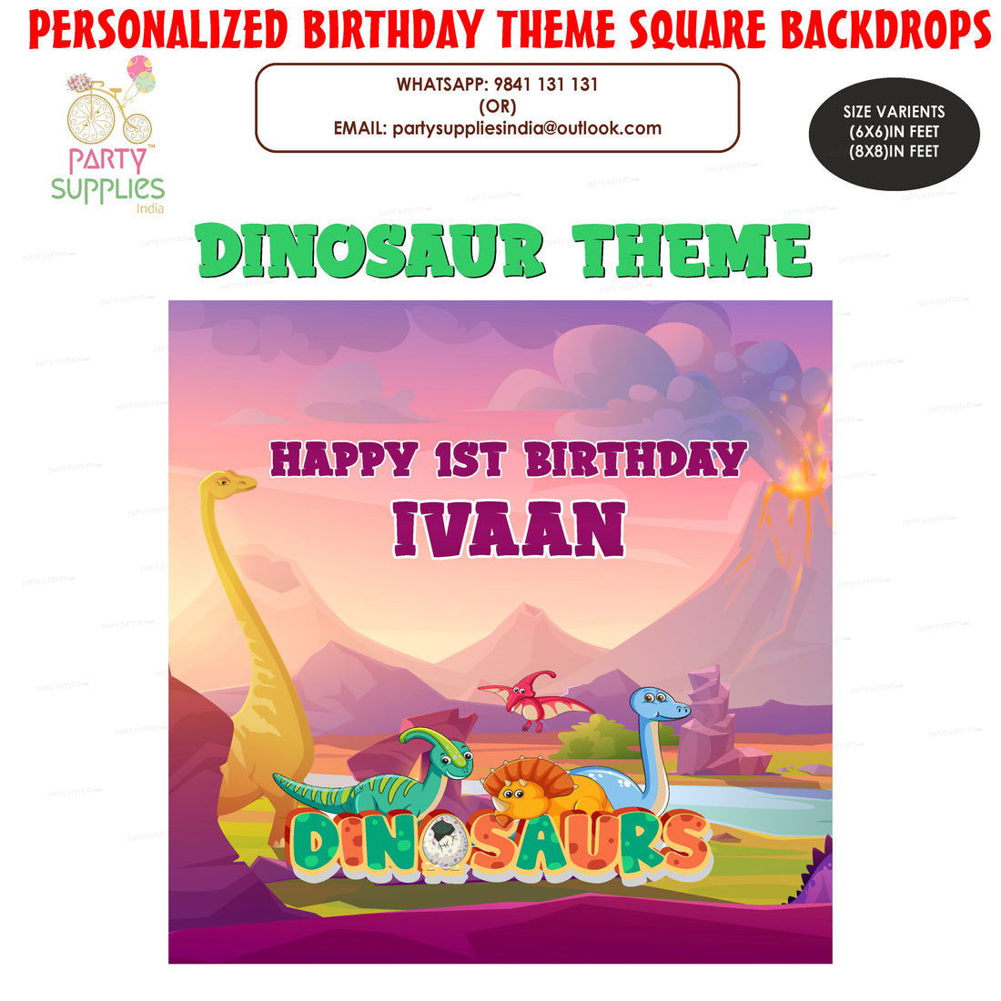 PSI Dinosaur Theme Classic Square Backdrop