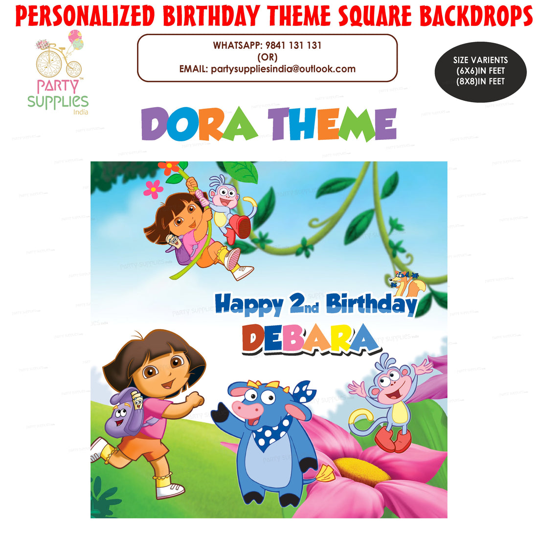 PSI Dora Theme Customized Square Backdrop