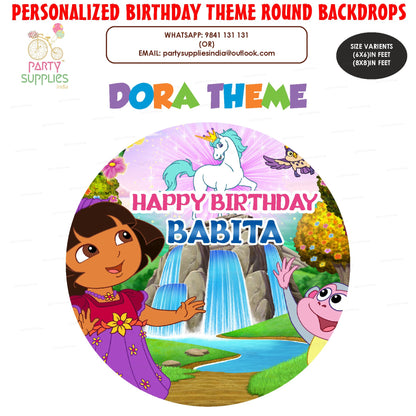Dora the Explorer Personalized Round Backdrop