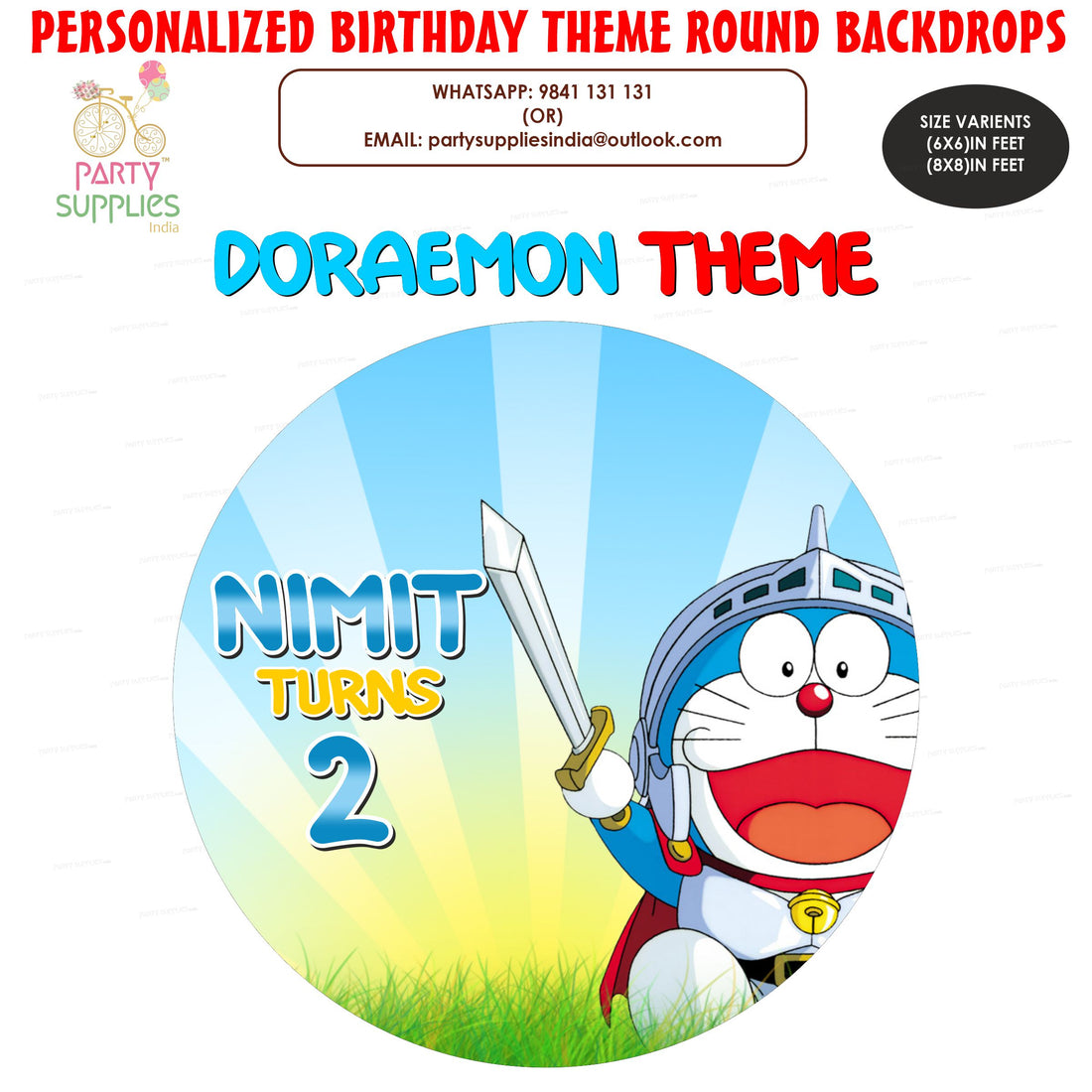Doraemon Theme Round Backdrop