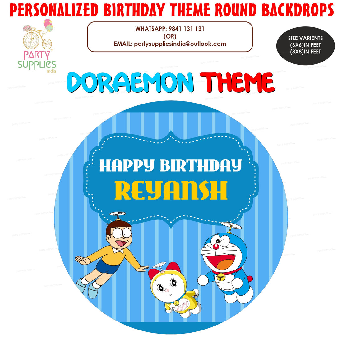 Doraemon Theme Customized Round Backdrop