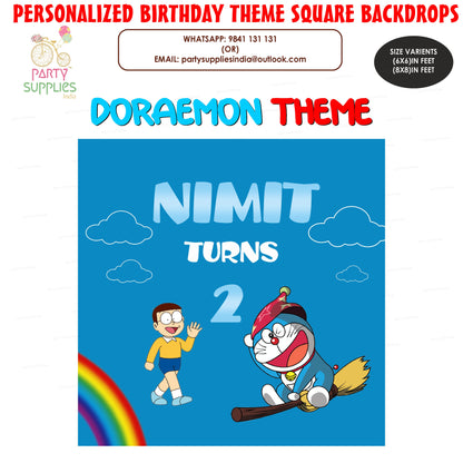 Doraemon Theme Personalized Square Backdrop - image 1 of 3 | Party Supplies India
