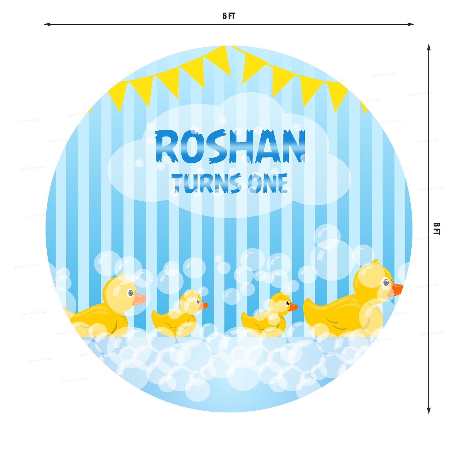 Duck Theme Boy with Name Round Backdrop - image 2 of 4 | Party Supplies India