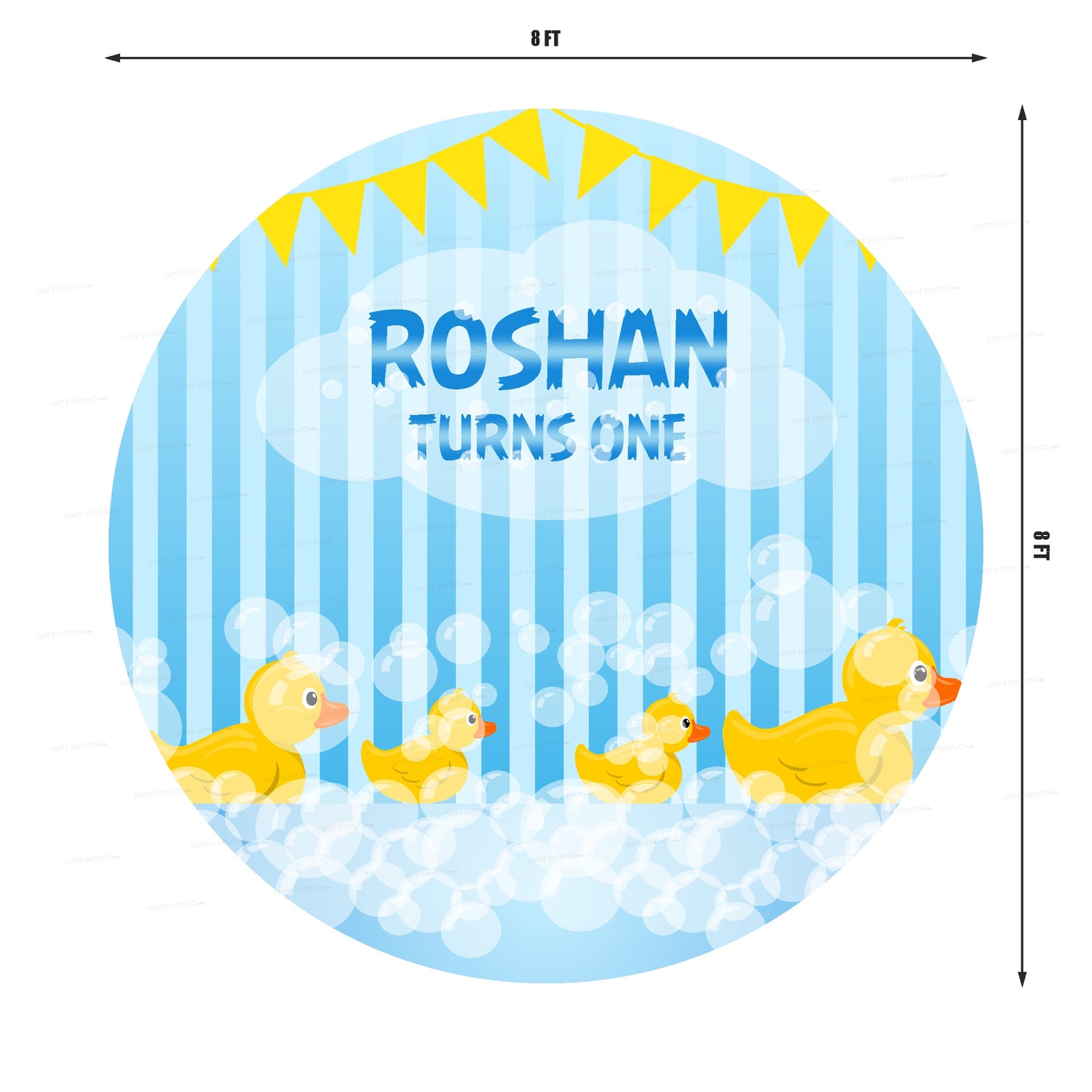 Duck Theme Boy with Name Round Backdrop - image 3 of 4 | Party Supplies India