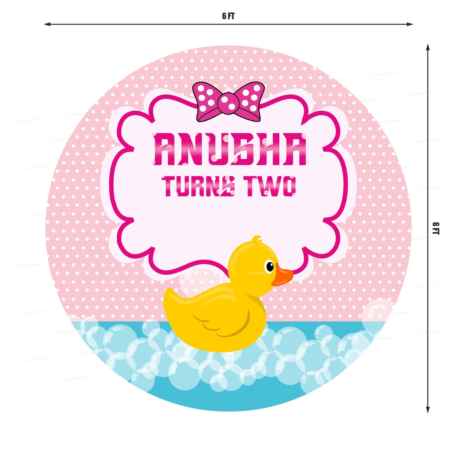 Duck Theme Girl Personalized Round Backdrop - image 2 of 4 | Party Supplies India