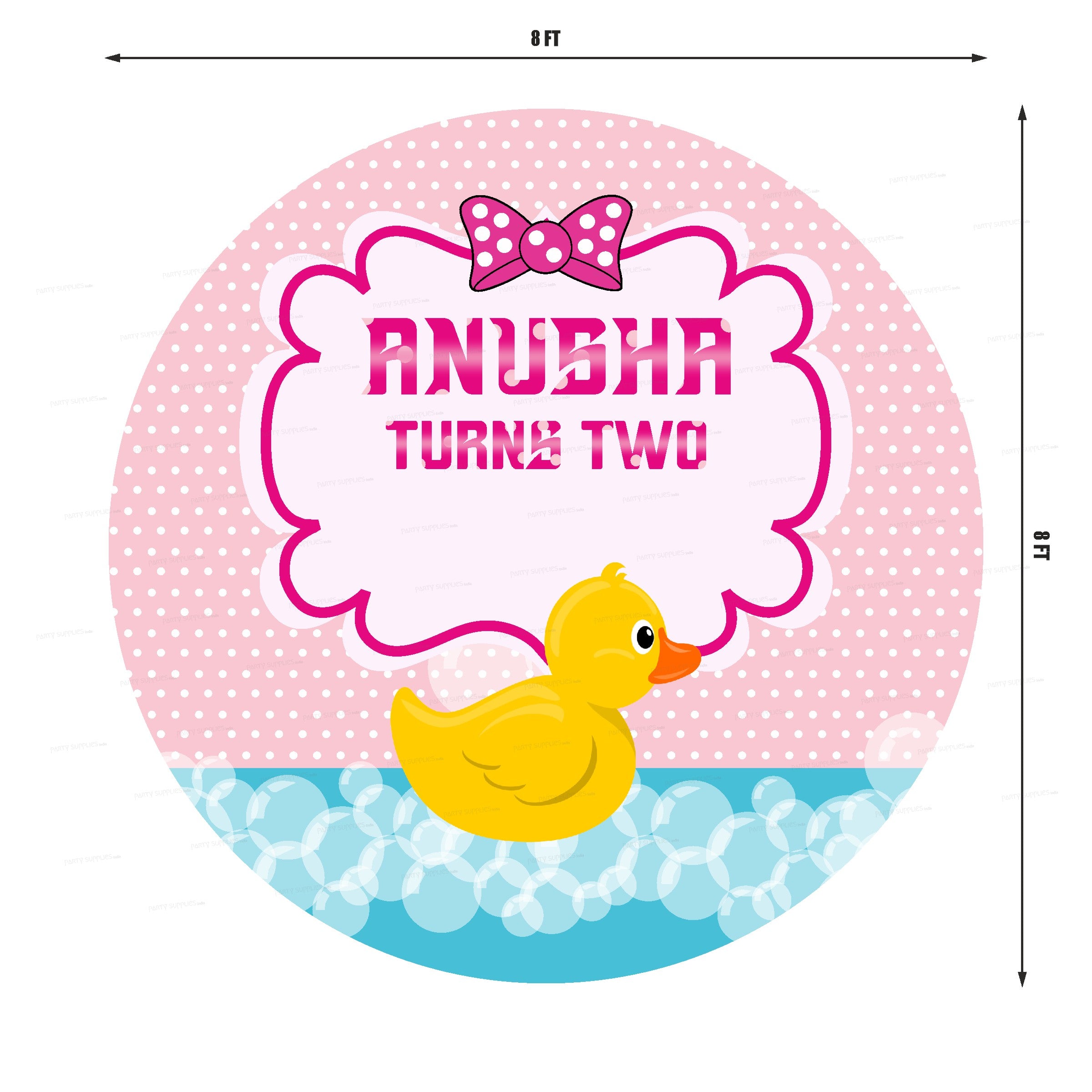 Duck Theme Girl Personalized Round Backdrop - image 3 of 4 | Party Supplies India