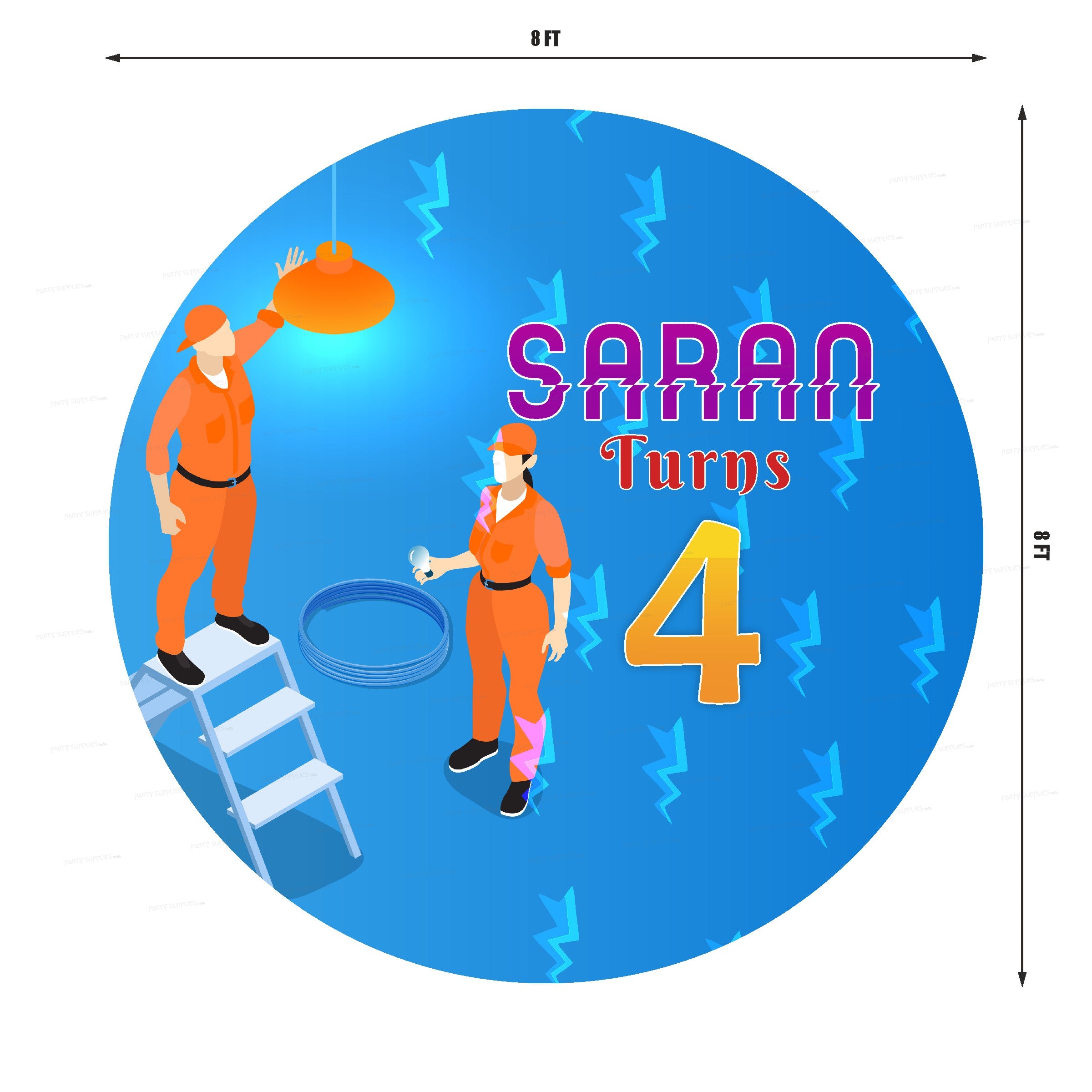 Electrician Theme Round Backdrop