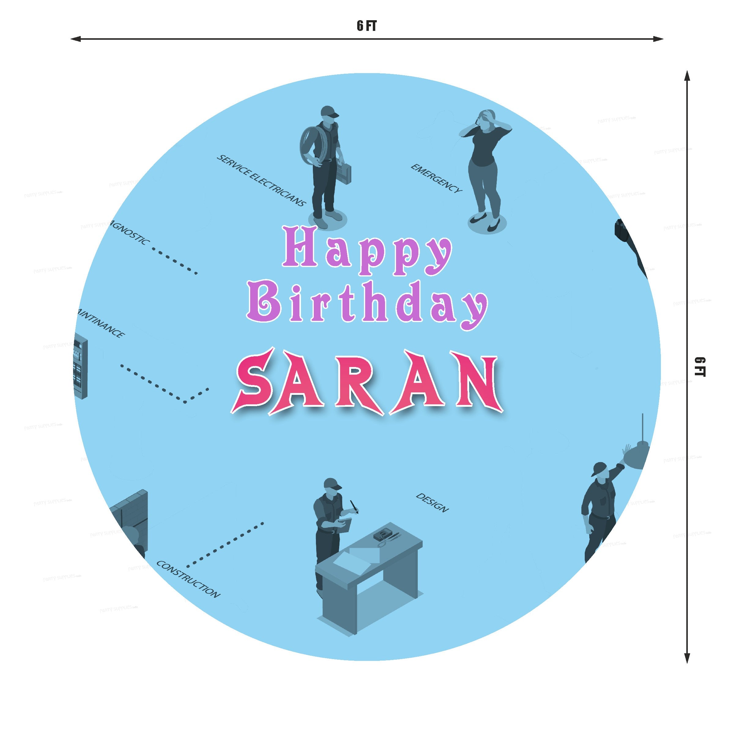 Electrician Theme Customized Round Backdrop