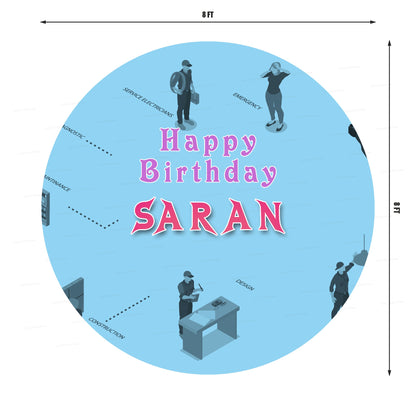 Electrician Theme Customized Round Backdrop