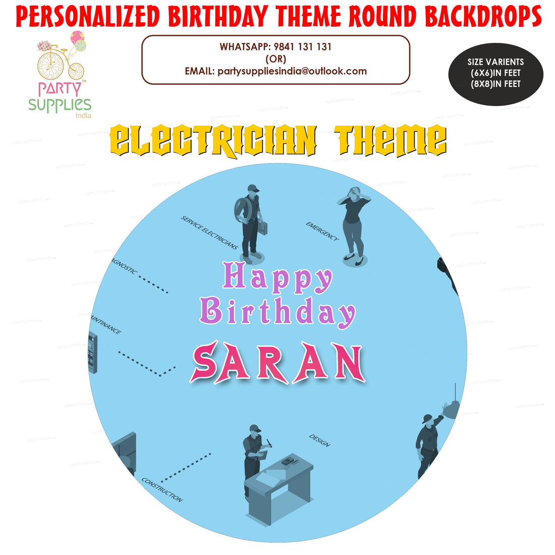 Electrician Theme Customized Round Backdrop