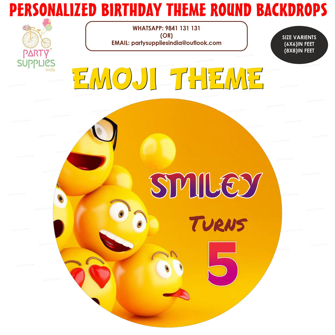 PSI Emoji Theme Round Backdrop