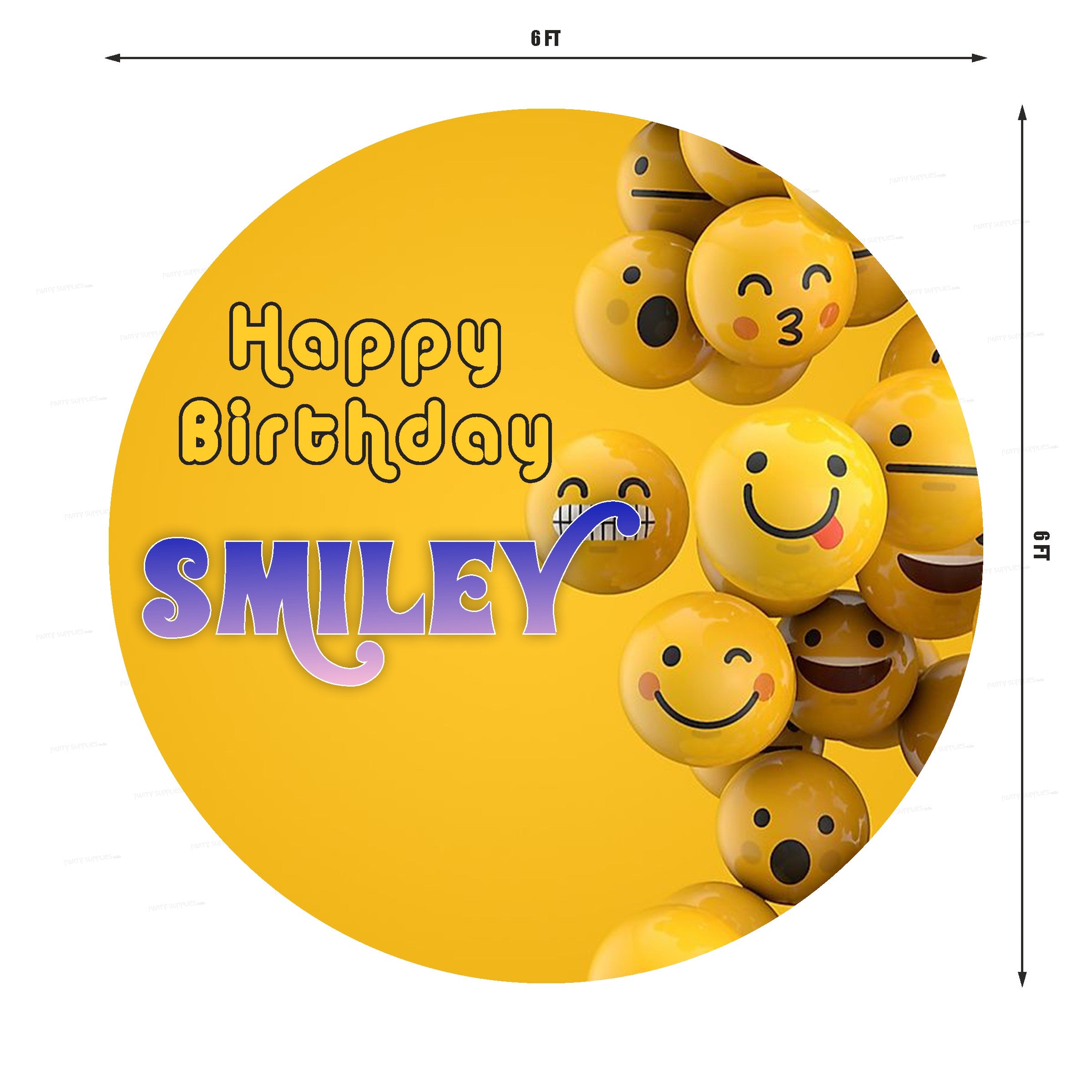 Emoji Theme Round Customized Backdrop - image 2 of 4 | Party Supplies India