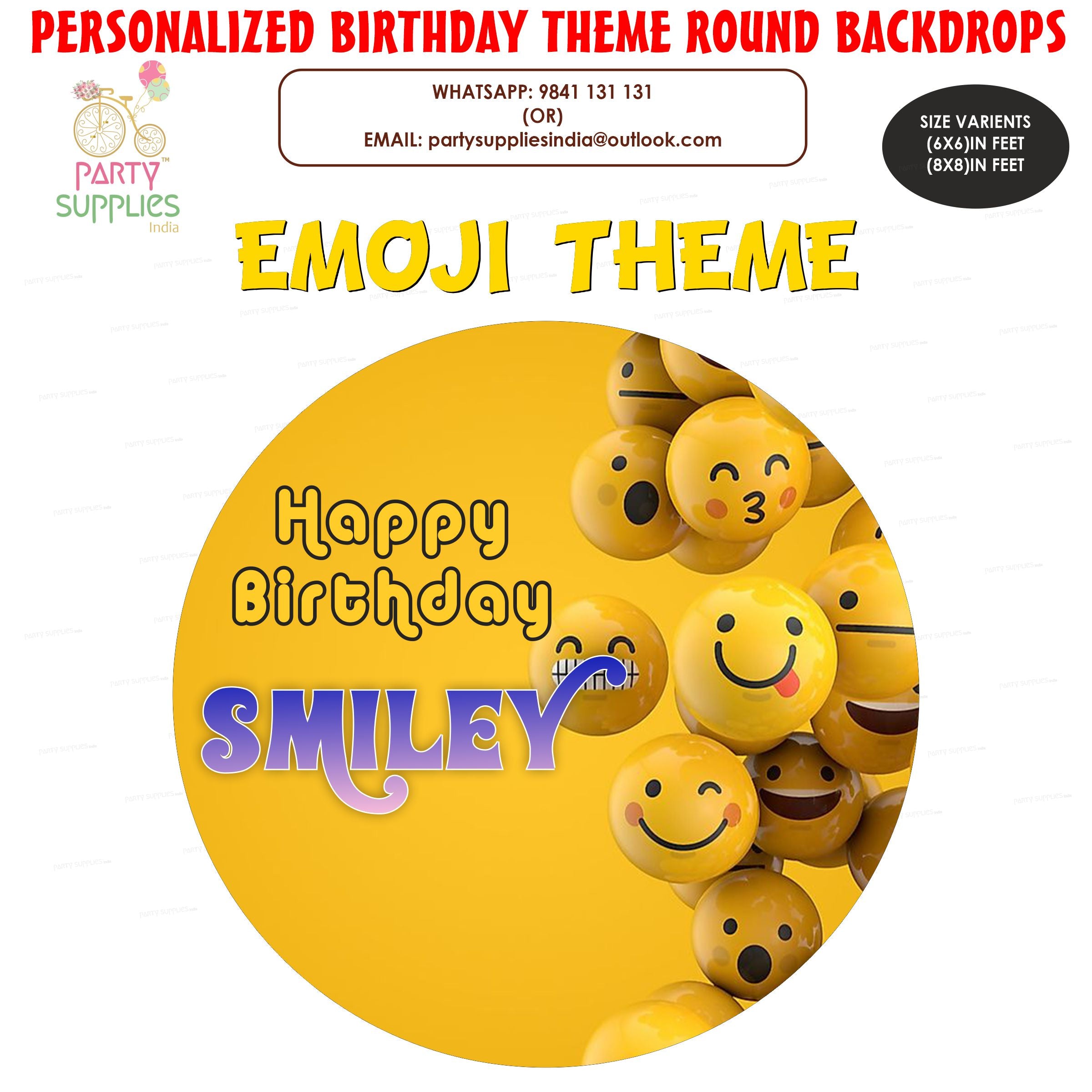 Emoji Theme Round Customized Backdrop - image 1 of 4 | Party Supplies India