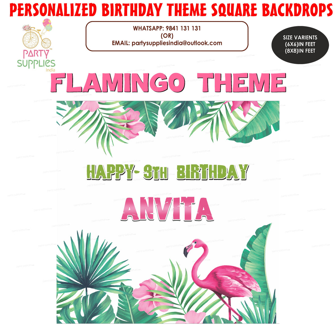 PSI Flamingo Theme Square Backdrop