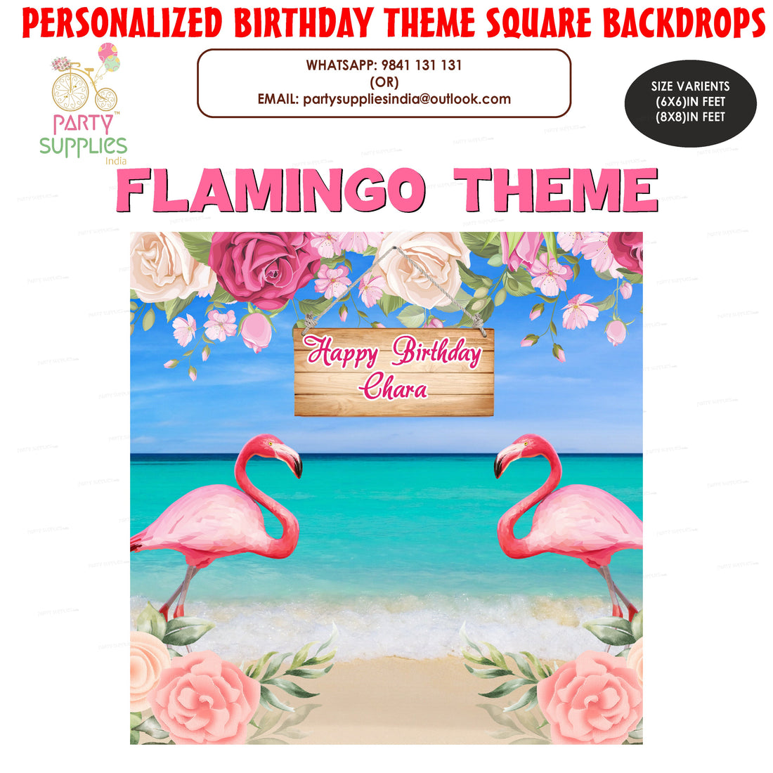 Flamingo Theme customized Square Backdrop