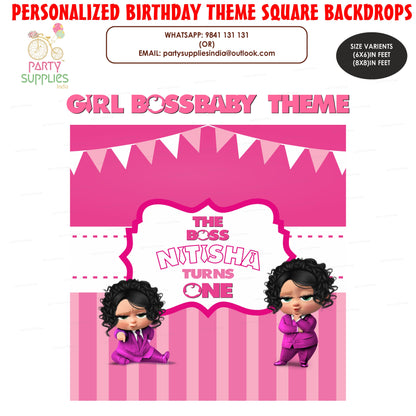 PSI Girl Boss Baby Theme Customized Square Backdrop