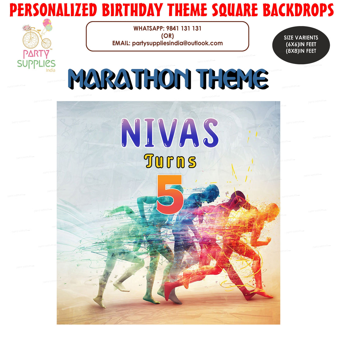 Marathon Theme Square Backdrop