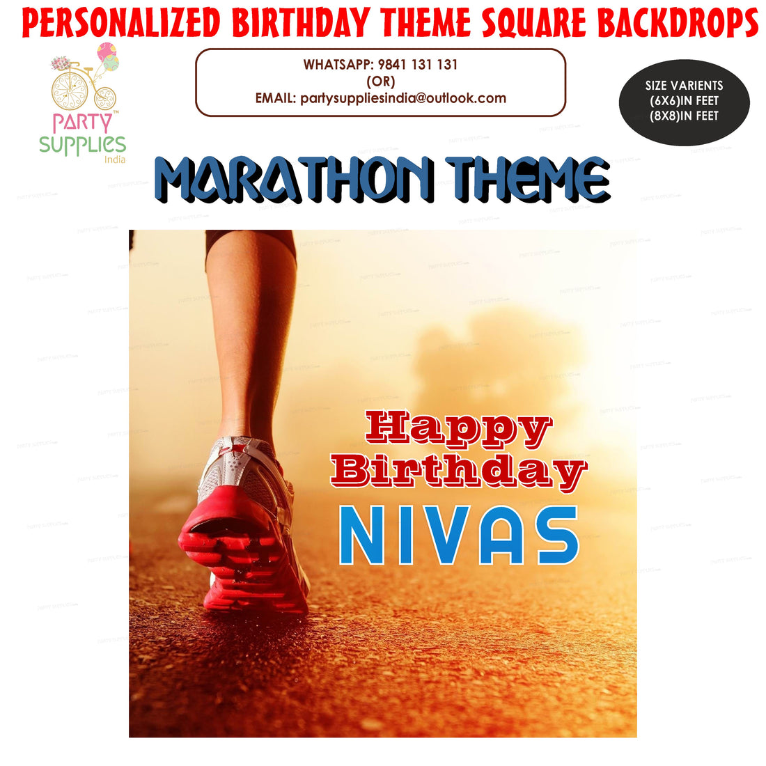 Marathon Theme Customized Square Backdrop