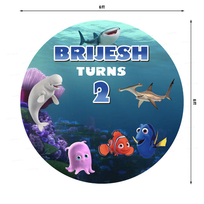 Nemo and Dory Theme Round Backdrop - image 2 of 4 | Party Supplies India