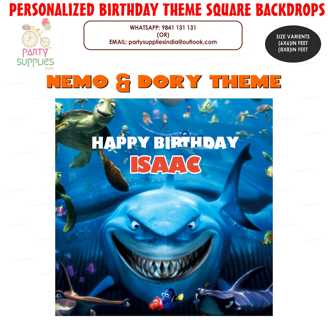 PSI Nemo and Dory Theme Classic Square Backdrop
