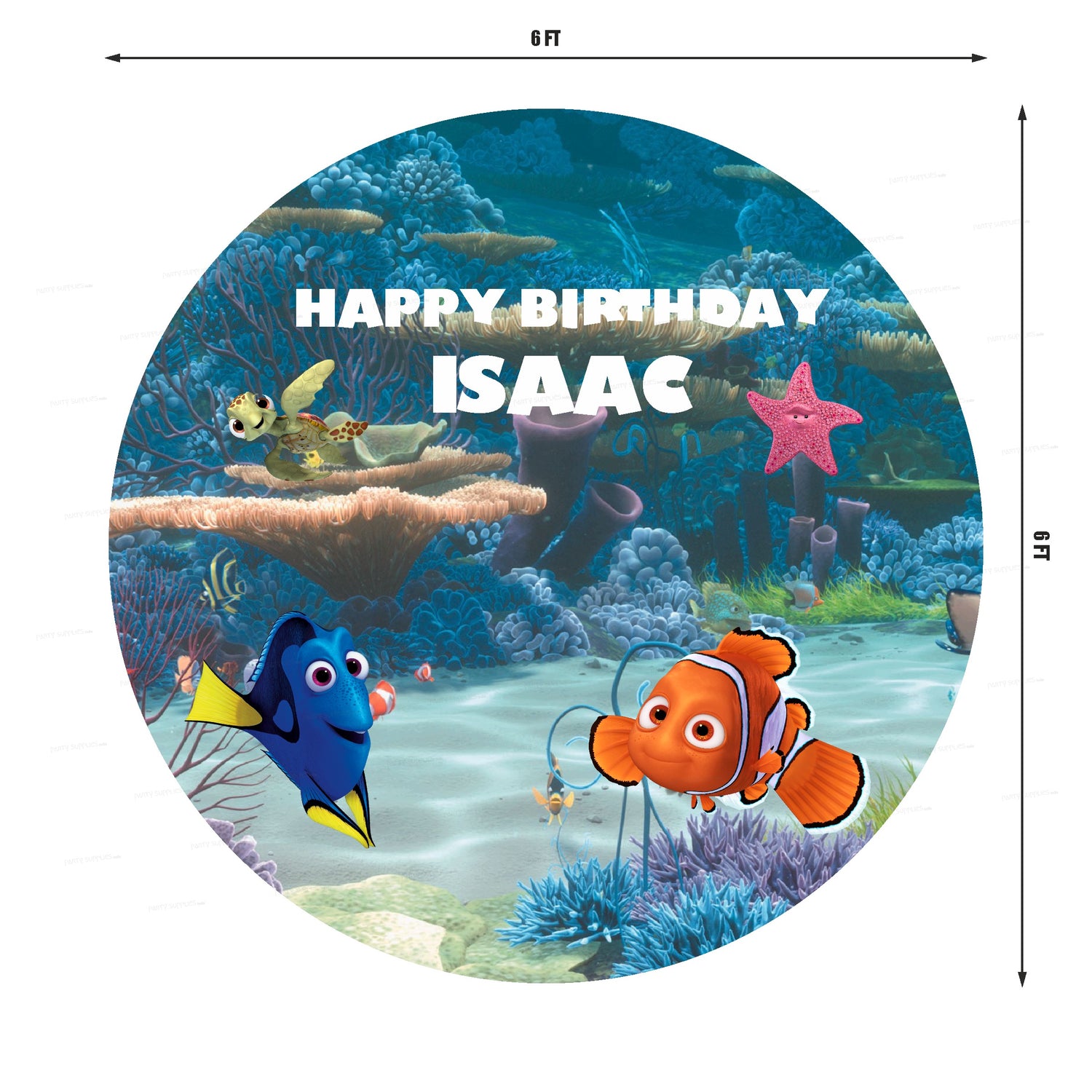 PSI Nemo and Dory Theme Personalized Round Backdrop