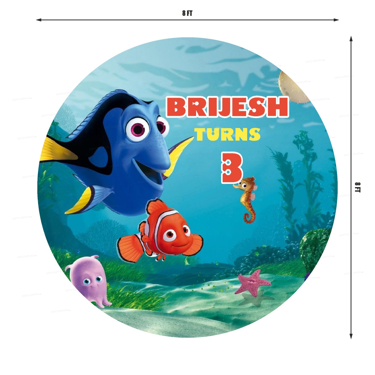 Nemo and Dory Theme Premium Round Backdrop - image 3 of 4 | Party Supplies India