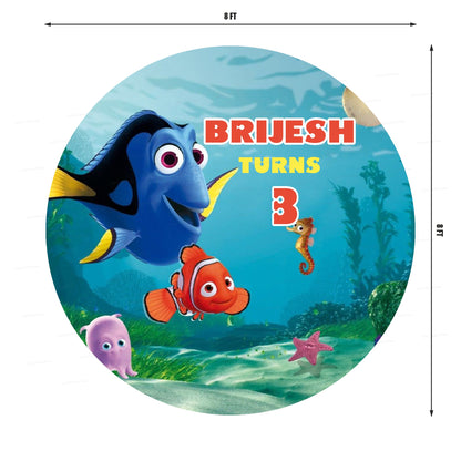 Nemo and Dory Theme Premium Round Backdrop - image 3 of 4 | Party Supplies India