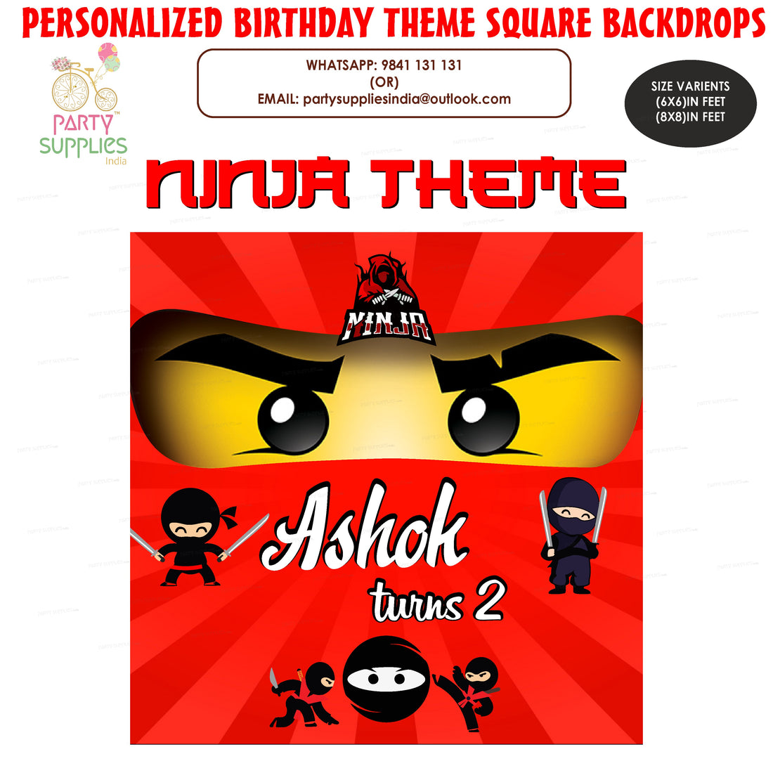 Ninja Theme Customized Square Backdrop