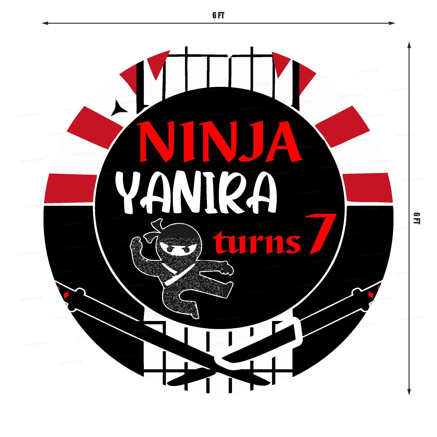 Ninja Theme Personalized Round Backdrop - image 2 of 4 | Party Supplies India