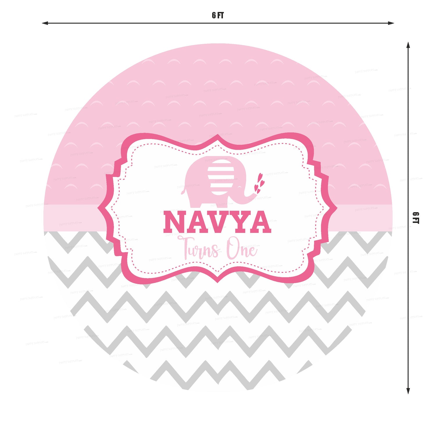 Pink Elephant Theme Customized Round Backdrop - image 2 of 4 | Party Supplies India