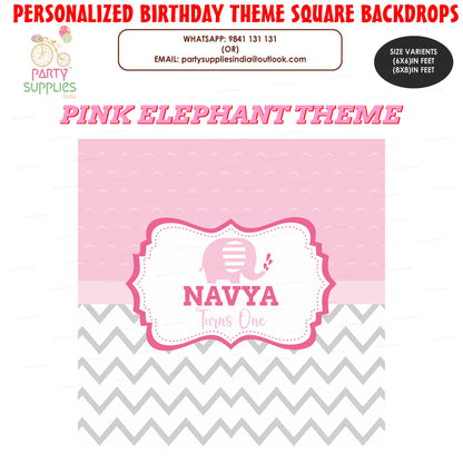 Pink Elephant Theme Customized Square Backdrop