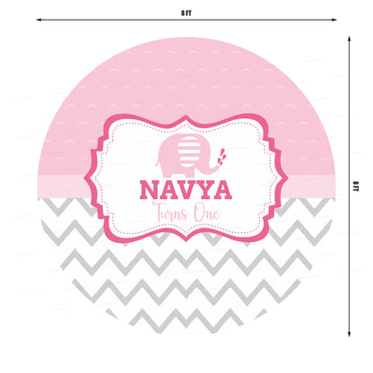 Pink Elephant Theme Customized Round Backdrop - image 3 of 4 | Party Supplies India