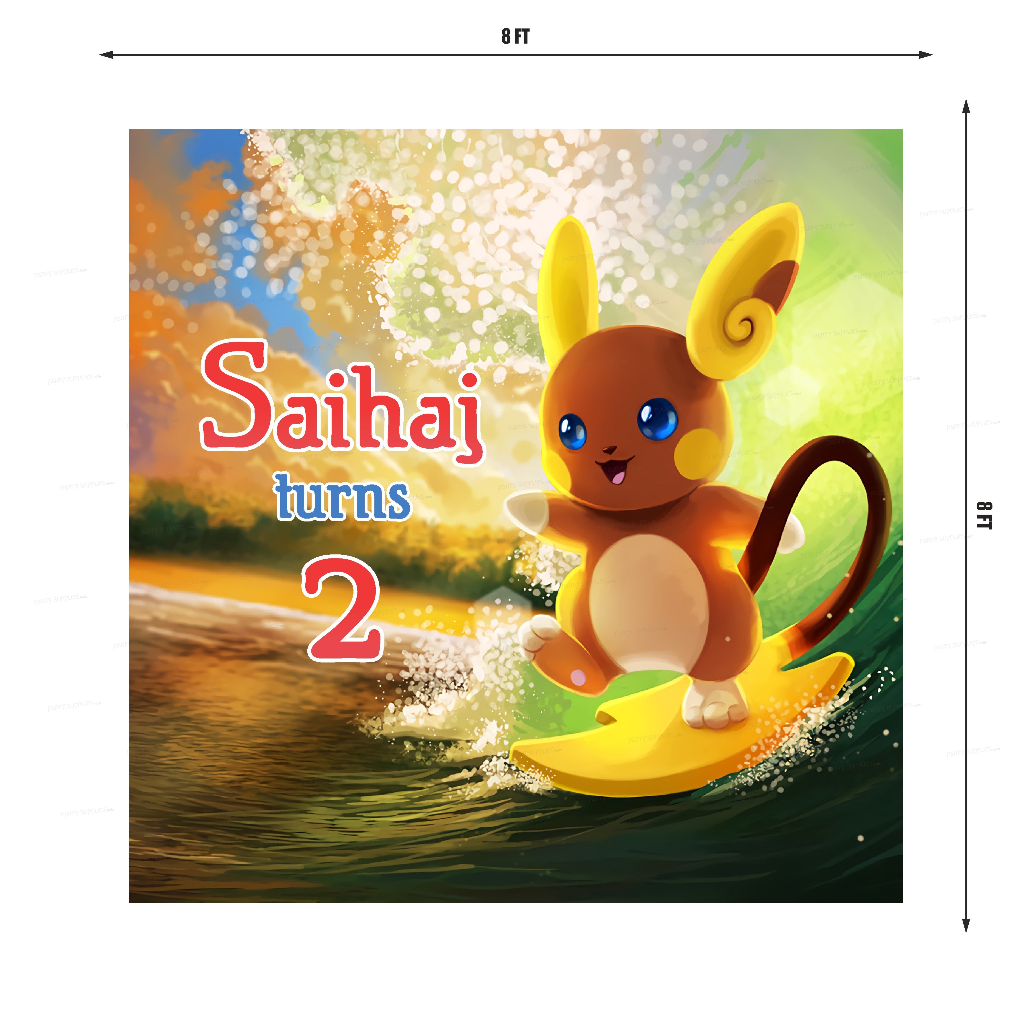 Pokemon Theme Personalized Square Backdrop