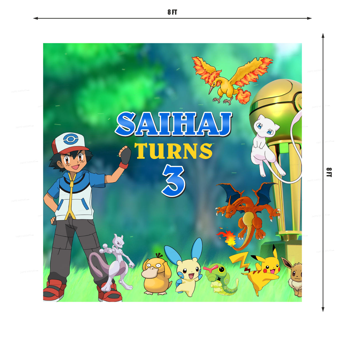 Pokemon Theme Premium Square Backdrop | Birthday party decoration ...