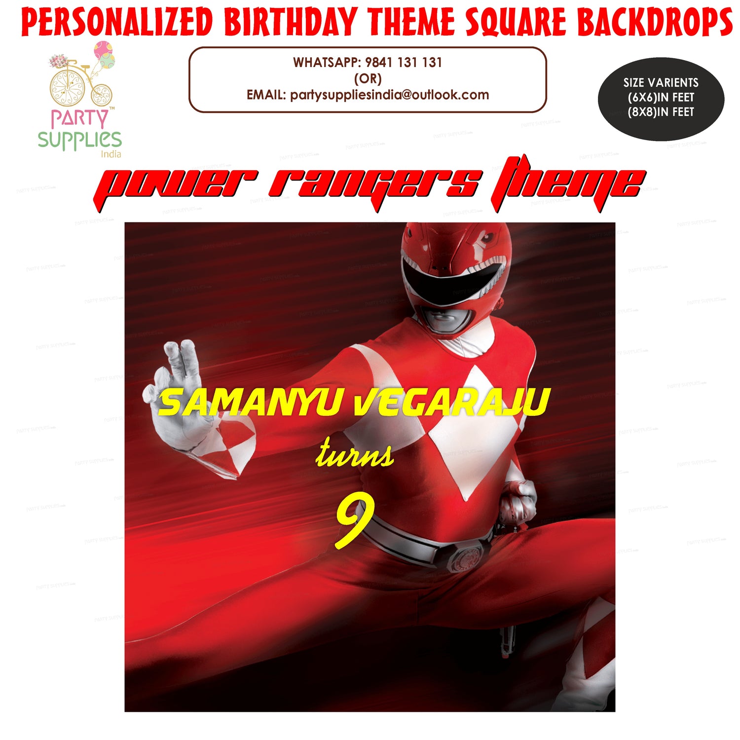Power Rangers Theme Backdrop | Customized party supplies Online – Party ...