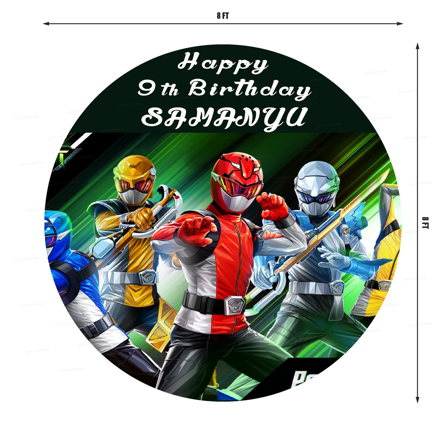 Power Rangers Theme Personalized Round Backdrop | Kids birthday – Party ...