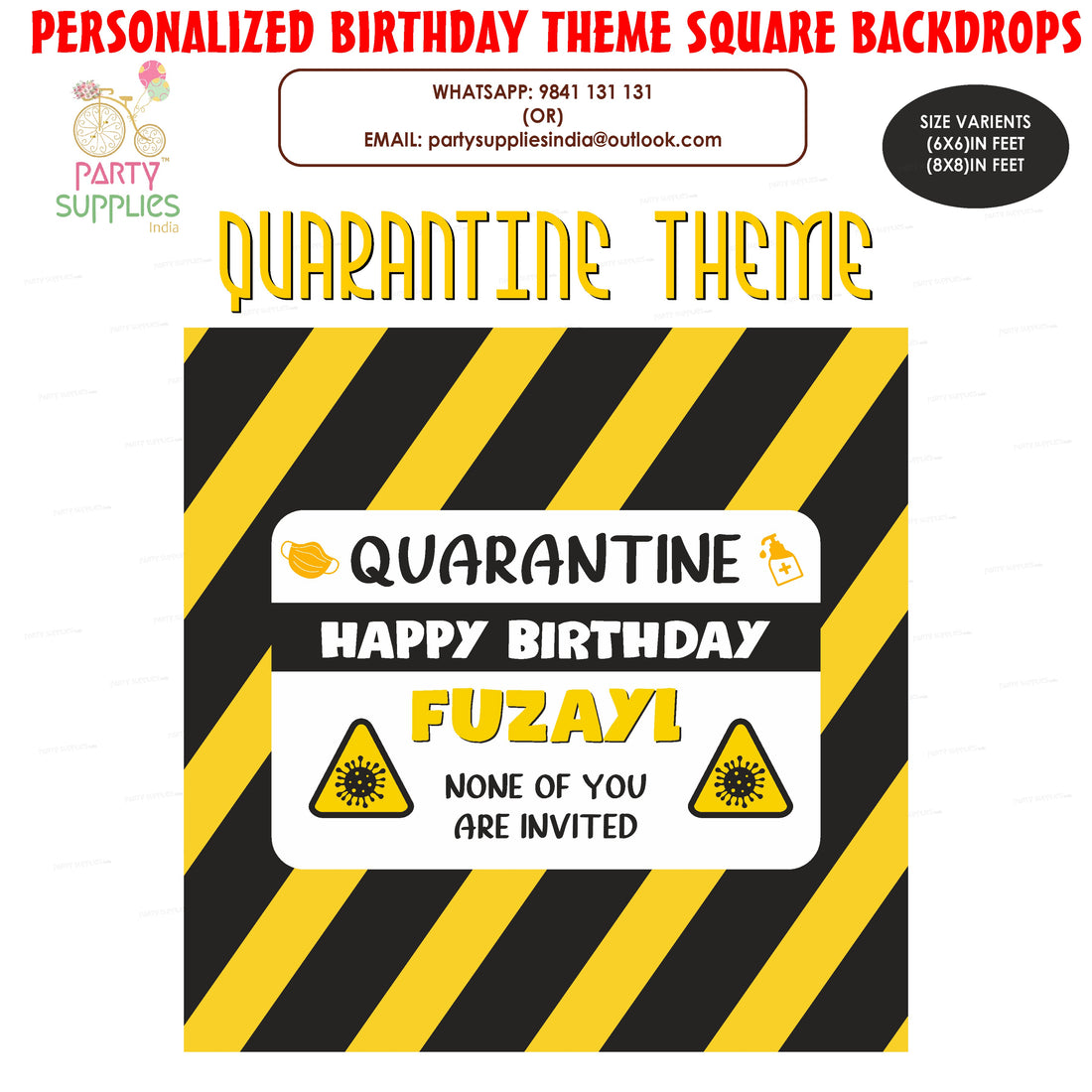 Quarantine Theme Customized Square Backdrop