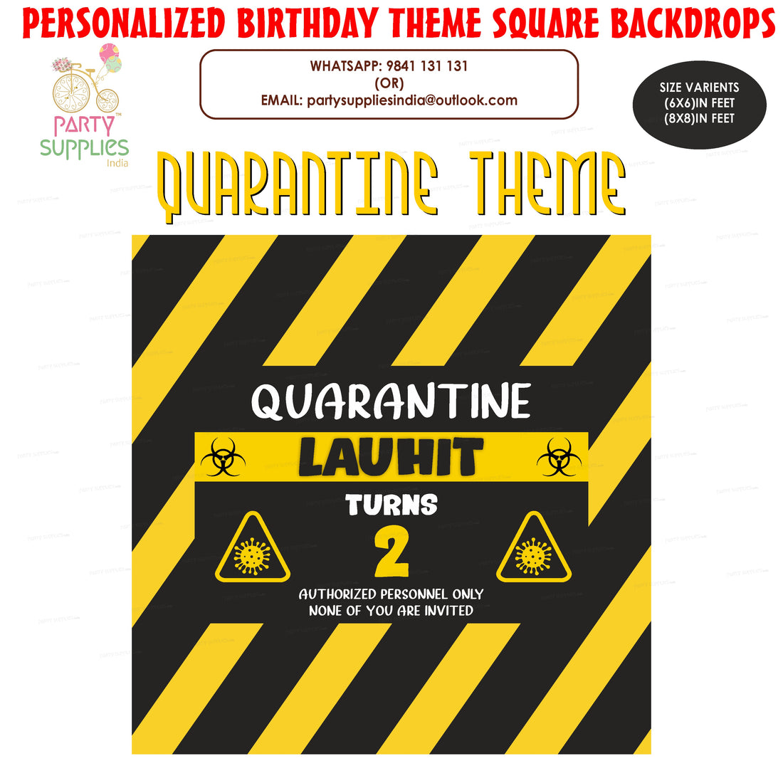 PSI Quarantine Theme Personalized Square Backdrop