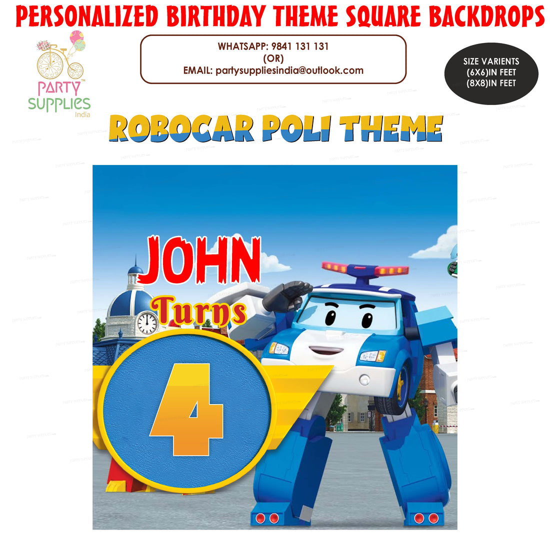 Robo Poli Theme Square Backdrop