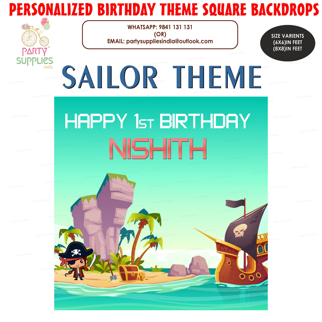 Sailor Theme Classic Square Backdrop