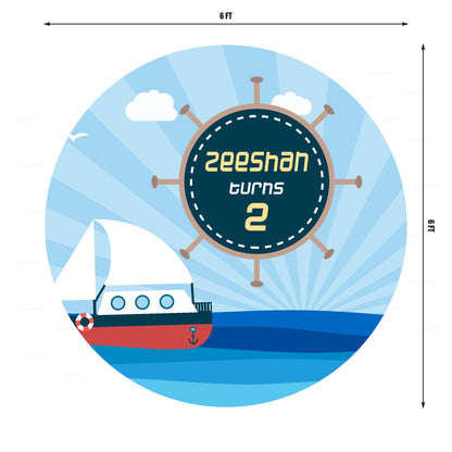 Sailor Theme Personalized Round Backdrop