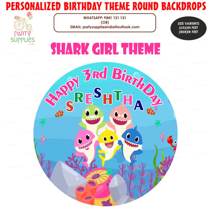 Shark Girl Round Backdrop - image 1 of 4 | Party Supplies India
