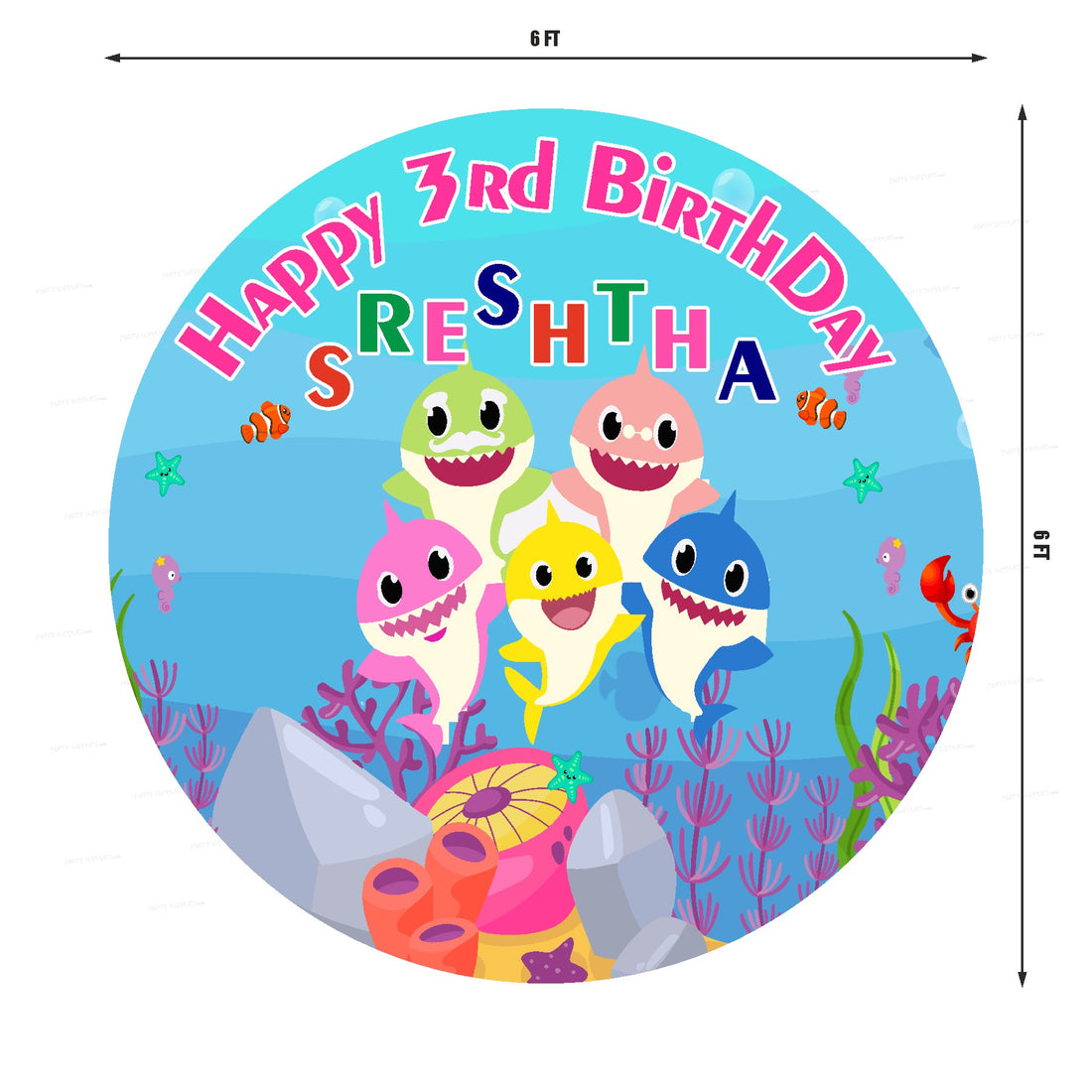 Shark Girl Round Backdrop - image 2 of 4 | Party Supplies India