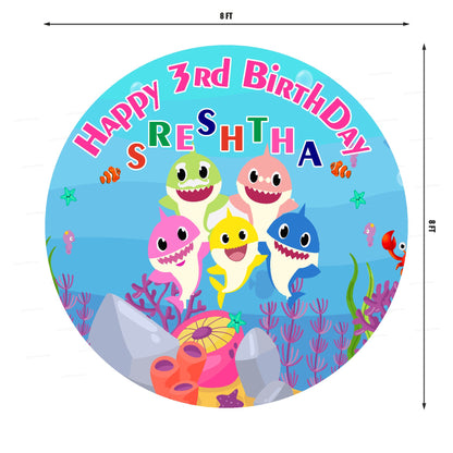 Shark Girl Round Backdrop - image 3 of 4 | Party Supplies India