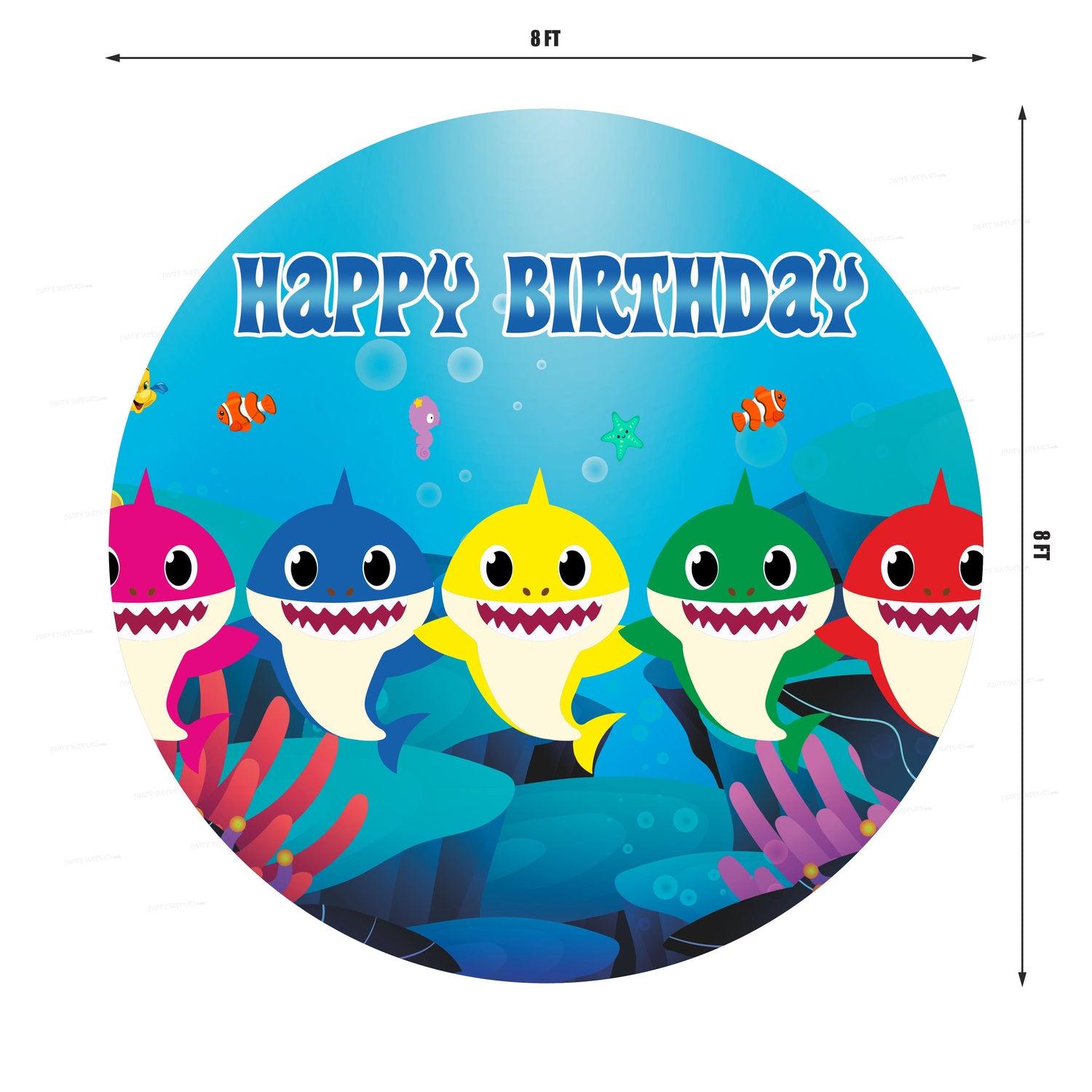 Shark Girl Personalized Round Backdrop - image 3 of 4 | Party Supplies India
