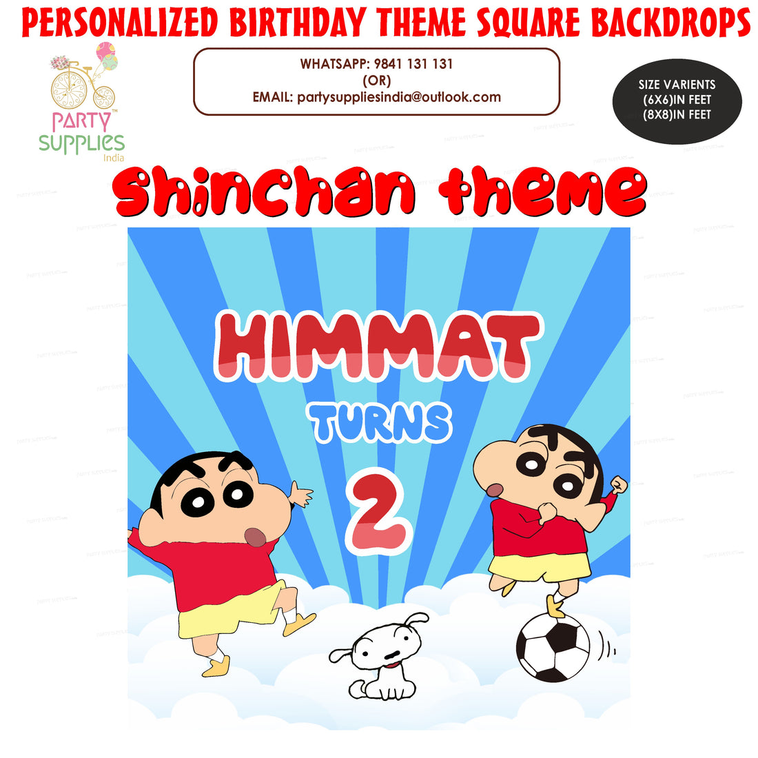 Shinchan Theme Square Backdrop