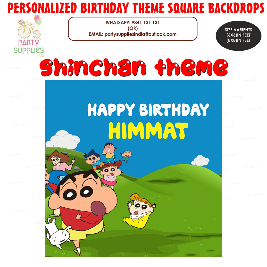 Shinchan Theme Customized Square Backdrop