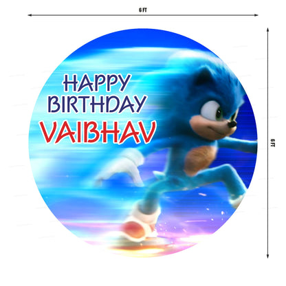 Sonic the Hedgehog Theme Customized Round Backdrop - image 2 of 4 | Party Supplies India
